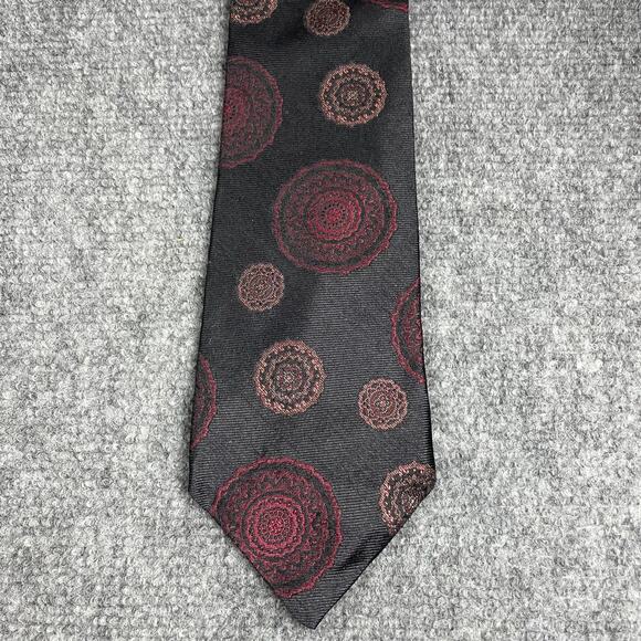 Parkway REPP Tie 3 3/4 X 57 Black/Red Jacquard Geometric Allover Silk USA Made - Picture 1 of 8